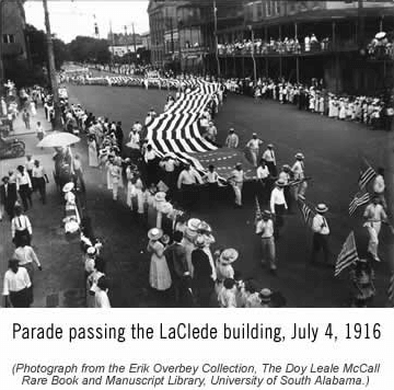 Photo of parade passing the LaClede building, July 4, 1916
